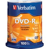 VERBATIM AZO DVDR 47GB 16X SPINDLE SILVER PACK 100