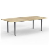 KNIGHT CUBIT BOARDROOM TABLE W2400 X D1200 X H730MM SILVER BASE ATLANTIC OAK TOP