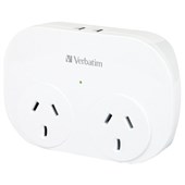 VERBATIM DOUBLE POWER ADAPTER SURGE PROTECTED DUAL PORT USBA 24A WHITE