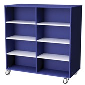 ZEALAND BOOKCASE MOBILE DOUBLE SIDED W1200 X D600 X H1200MM BLUE AND WHITE