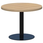 ACCENT CLASSIC COFFEE TABLE ROUND POWDERCOAT D600 X H450MM BLACK BASE CLASSIC OAK TOP