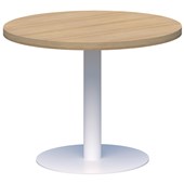 ACCENT CLASSIC COFFEE TABLE ROUND POWDERCOAT D600 X H450MM WHITE BASE CLASSIC OAK TOP