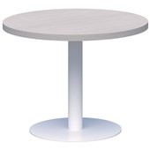 ACCENT CLASSIC COFFEE TABLE ROUND POWDERCOAT D600 X H450MM WHITE BASE SILVER STRATA TOP