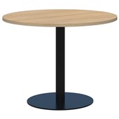 ACCENT CLASSIC MEETING TABLE ROUND POWDERCOAT D900 X H740MM BLACK BASE CLASSIC OAK TOP