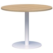 ACCENT CLASSIC MEETING TABLE ROUND POWDERCOAT D900 X H740MM WHITE BASE CLASSIC OAK TOP