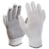 ESKO KNITTED POLYCOTTON GLOVE WITH BLACK PVC DOT GRIP WHITE LARGE