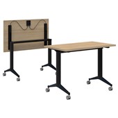 ACCENT BOOST FLIP TRAINING TABLE W1600 X D800 X H745MM BLACK BASE CLASSIC OAK TOP