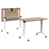 ACCENT BOOST FLIP TRAINING TABLE W1600 X D800 X H745MM WHITE BASE CLASSIC OAK TOP