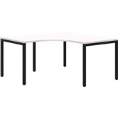 AVERO FIXED HEIGHT WORKSTATION 90 DEGREES 1800X1800MM BLACK FRAME SNOW VELVET TOP