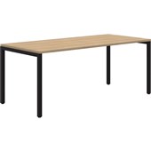 AVERO CANTEEN TABLE 1800X800MM BLACK FRAME CLASSIC OAK TOP