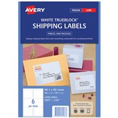 AVERY 959007 L7166 TRUEBLOCK SHIPPING LABEL LASER 6UP WHITE PACK 100