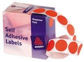 AVERY 937243 DMC24R DISPENSER SELF ADHESIVE CIRCLE LABEL DISPENSER PACK DIA 24MM RED BOX 500