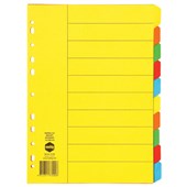 MARBIG MANILLA DIVIDER 10 TAB A4 BRIGHT ASSORTED