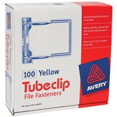 AVERY 44009Y TUBECLIP FILE FASTENERS YELLOW BOX 100