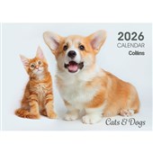 COLLINS WALL CALENDAR A4 CATS AND DOGS EVEN YEAR