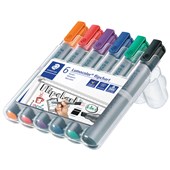 STAEDTLER LUMOCOLOR 356 FLIPCHART MARKER CHISEL 25MM ASSORTED PACK 6