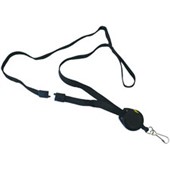 KEVRON LANYARD FLAT STYLE WITH RETRACTABLE REEL BLACK PACK 10