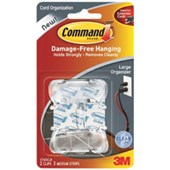 COMMAND CORD CLIP WITH 3 MEDIUM STRIPS MEDIUM CLEAR PACK 2