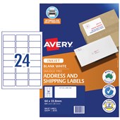 AVERY 936104 J8159 QUICK PEEL ADDRESS LABEL SURE FEED INKJET 24UP WHITE PACK 25