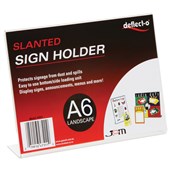 DEFLECTO SIGN HOLDER SLANTED LANDSCAPE A6 CLEAR