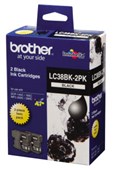 BROTHER LC38BK2PK INK CARTRIDGE BLACK PACK 2