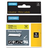 DYMO SD18490 RHINO INDUSTRIAL TAPE FLEXIBLE NYLON 12MM BLACK ON YELLOW