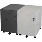 MOBILE 2 DRAWER 1 FILE STEEL W400 X D580 X H600MM SILVER