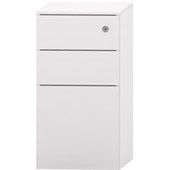 METALICON CUBE PEDESTAL SLIM 2 DRAWER 1 FILE POWDERCOAT W300 X D500 X H575MM WHITE