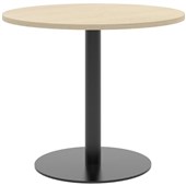 ACCENT CLASSIC MEETING TABLE ROUND POWDERCOAT W900 X H740MM BLACK BASE REFINED OAK NATURALE TOP