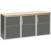 PULSE CREDENZA OC545 3 GLASS DOORS 1500MM BEECH AND IRONSTONE