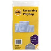 MARBIG PLASTIC BAG RESEALABLE 45MU W100 X L155MM CLEAR PACK 50