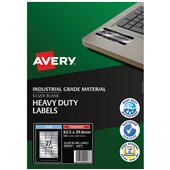 AVERY 959202 L6011 HEAVY DUTY LASER LABELS 27UP SILVER PACK 20