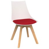 LUNA WHITE CHAIR WITH OAK BASE CHILLI RED SEAT