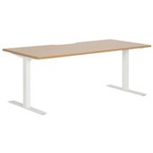 PULSE STRAIGHT SCALLOP DESK 1800MM WHITE METAL LEG BEECH TOP