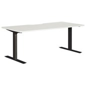 PULSE HEIGHT ADJUSTABLE SCALLOP DESK ELECTRIC DUAL MOTOR 3 STAGE 1800MM BLACK BASE WHITE TOP