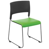 EDEN SLIM VISITOR CHAIR STACKABLE LINKABLE BLACK FRAME WITH GREEN VINYL SEAT