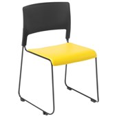 EDEN SLIM VISITOR CHAIR STACKABLE LINKABLE BLACK FRAME WITH YELLOW VINYL SEAT