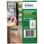 AVERY PROTECT ANTI MICROBIAL REMOVABLE FILM 4UP A4 PACK 10