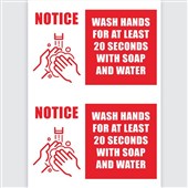 AVERY PRE PRINTED SELF ADHESIVE SIGN WASH YOUR HANDS 2UP A4 PACK 5