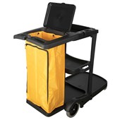 CLEANLINK JANITORS TROLLEY 3 TIER BLACK