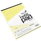 SILVINE TINTED REFILL PAD A4 8MM LINED WITH MARGIN 100 PAGES YELLOW