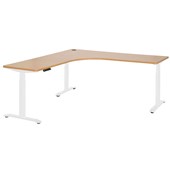 PULSE HEIGHT ADJUSTABLE ELECTRIC WORKSTATION WHITE FRAME BEECH TOP W1800 X W1800 X D750MM