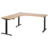 PULSE HEIGHT ADJUSTABLE ELECTRIC WORKSTATION BLACK FRAME BEECH TOP W1500 X W1500 X D600MM