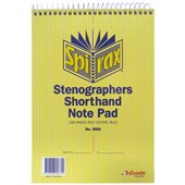 SPIRAX 566A STENOGRAPHER SHORTHAND NOTE PAD SPIRAL BOUND TOP OPEN 200 PAGE 225 X 152MM