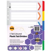 MARBIG MANILLA DIVIDER REINFORCED 5 TAB A4 ASSORTED