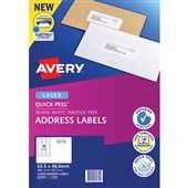 AVERY 952001 L7161 QUICK PEEL ADDRESS LABEL WITH SURE FEED LASER 18UP WHITE PACK 20