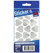 AVERY 932356 MULTIPURPOSE STICKERS HEART 23MM SILVER PACK 30